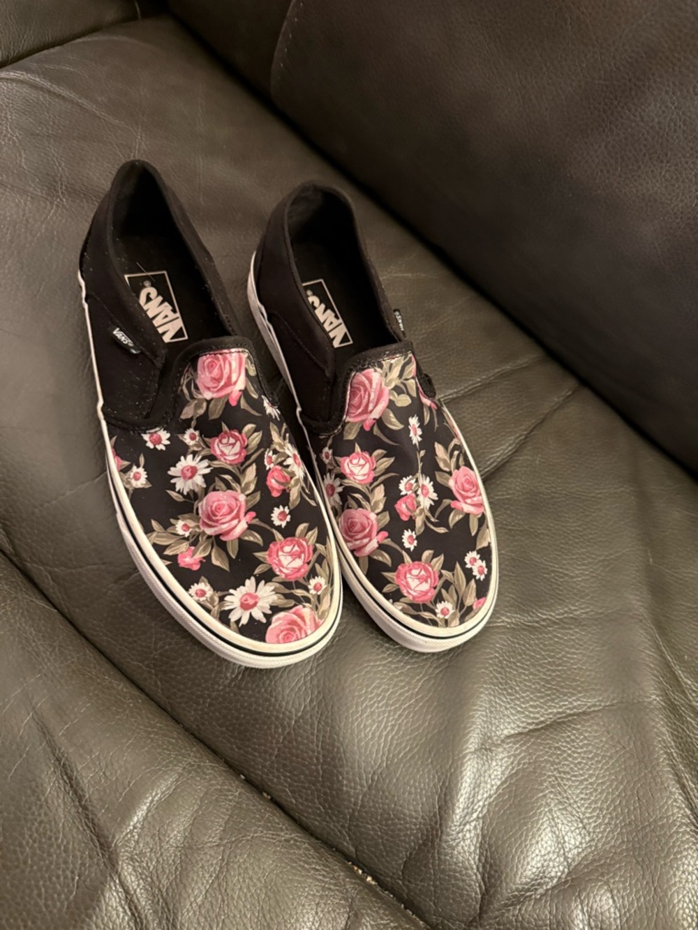 Vans Asher Slip-On Floral Canvas Sneakers - size 9.5